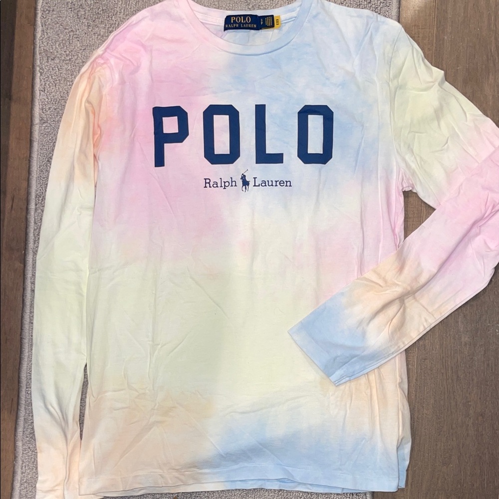 Ralph Lauren Pastel Tie-Dye Tee with Blue Logo